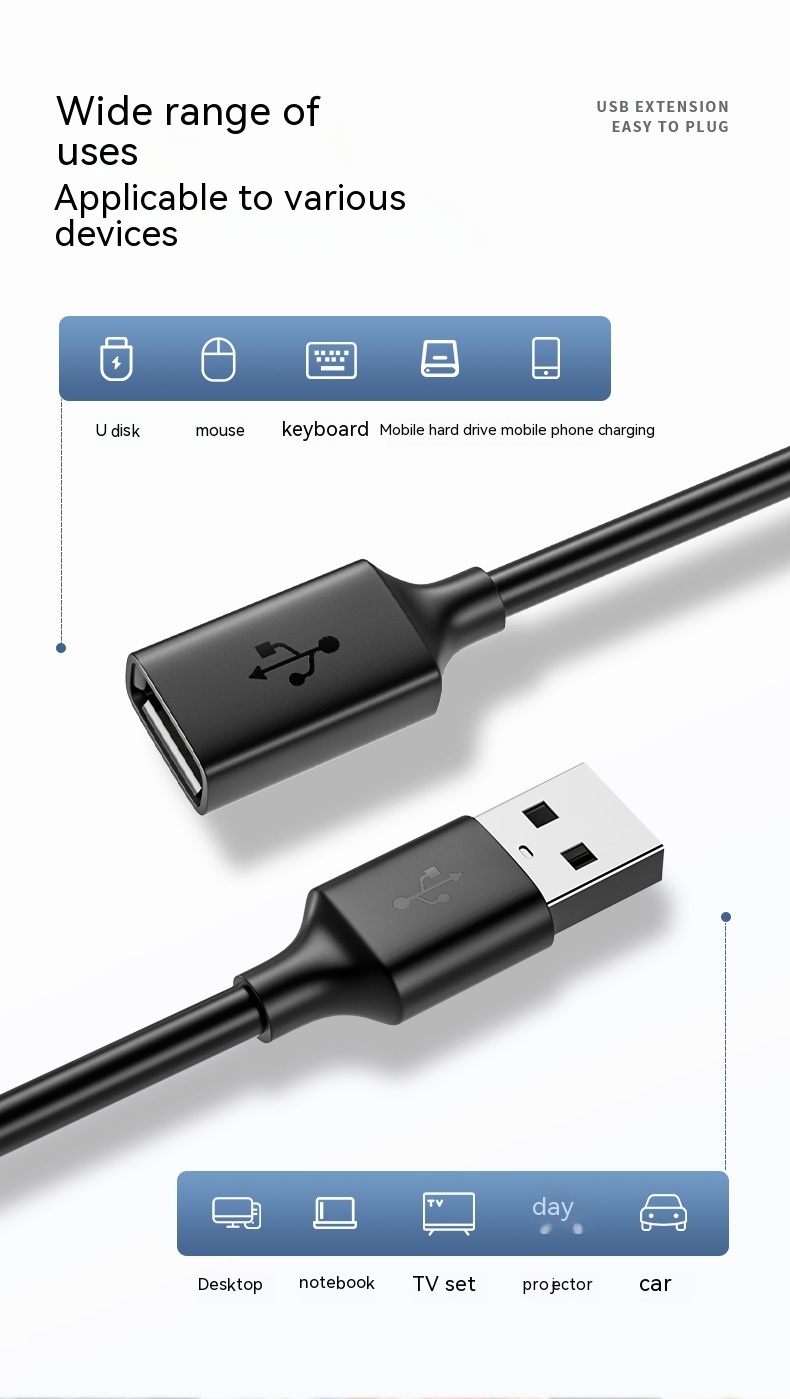 USB Extension Cable 3.0 Male To Female Data Cable Printer