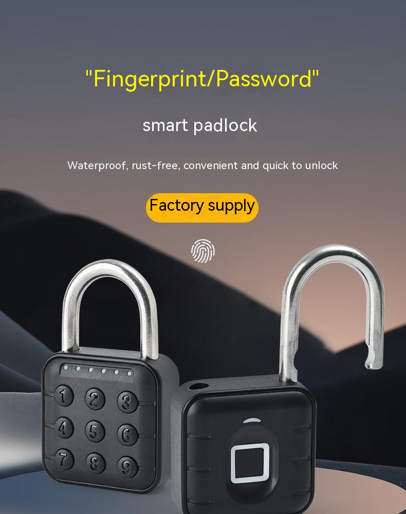 Fingerprint Lock Padlock Household Waterproof Password Cabinet Anti-theft Door Lock APP — foto 11