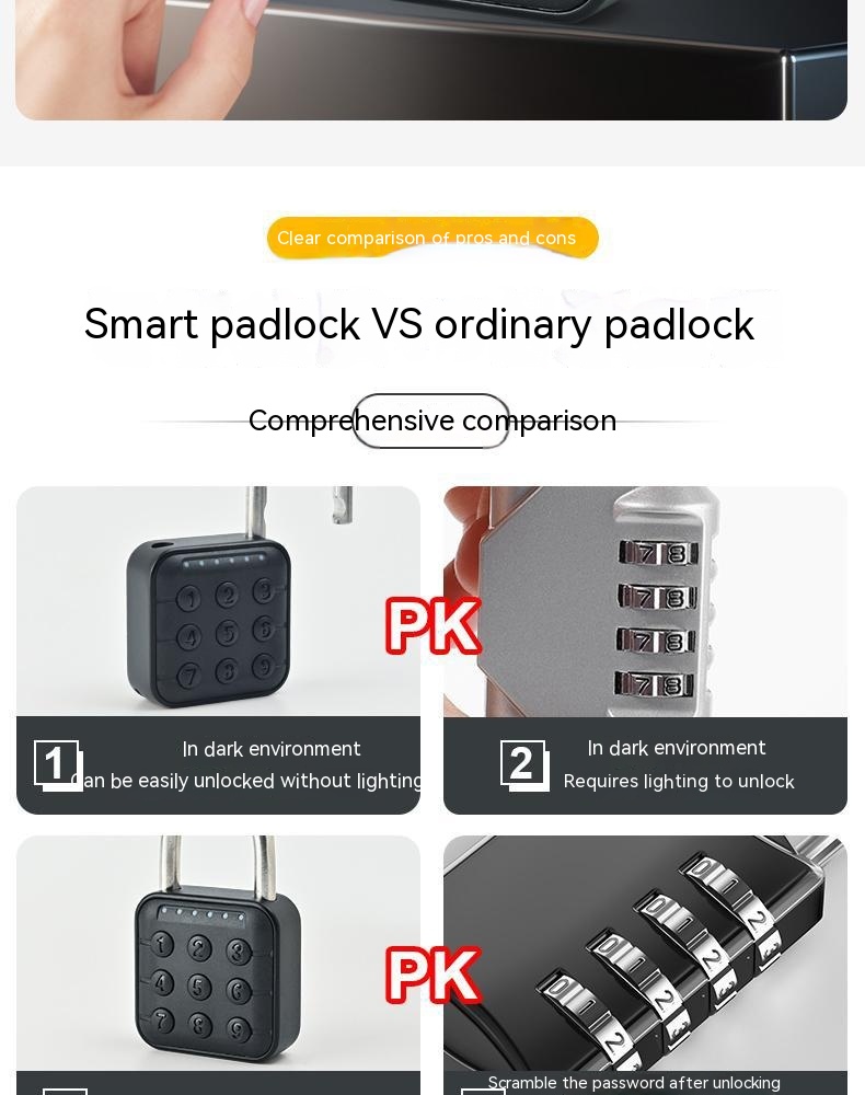 Fingerprint Lock Padlock Household Waterproof Password Cabinet Anti-theft Door Lock APP — foto 9