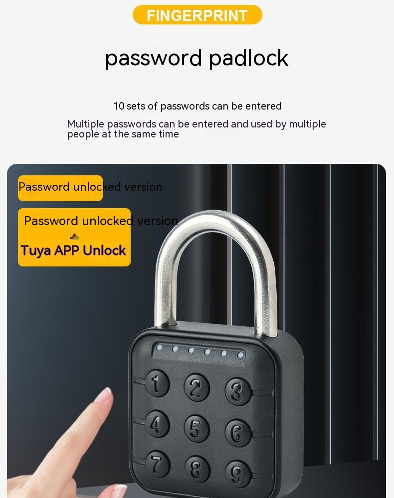 Fingerprint Lock Padlock Household Waterproof Password Cabinet Anti-theft Door Lock APP — foto 13