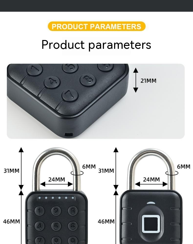 Fingerprint Lock Padlock Household Waterproof Password Cabinet Anti-theft Door Lock APP — foto 8