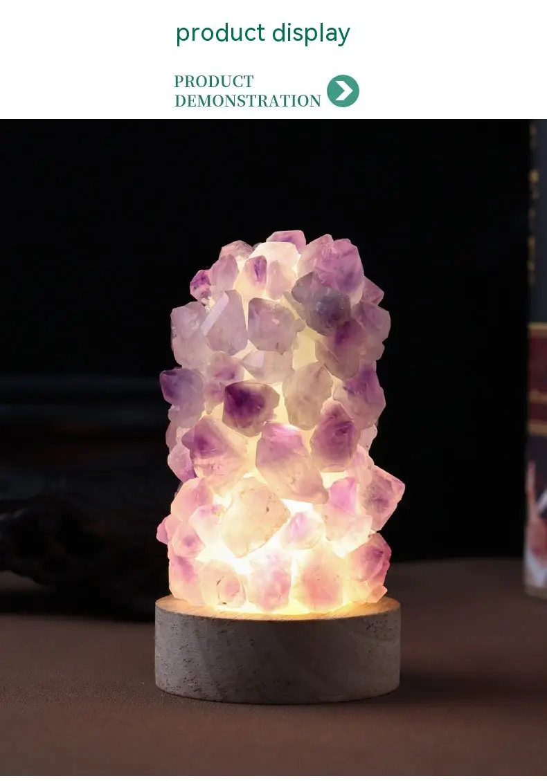Natural Amethyst Vug Tooth Flower Mini Night Light Usb Plug-in