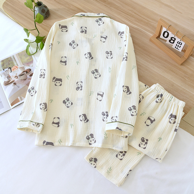 Cute Panda Pj Set with Pattern | Beige Womens