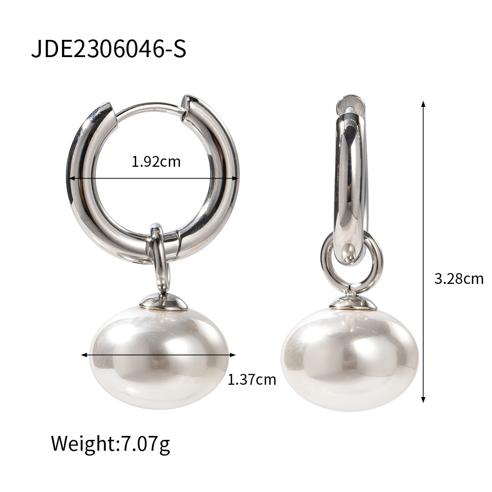 Title 1, 16K Gold Stainless Steel Pearl Pendant Earrings...