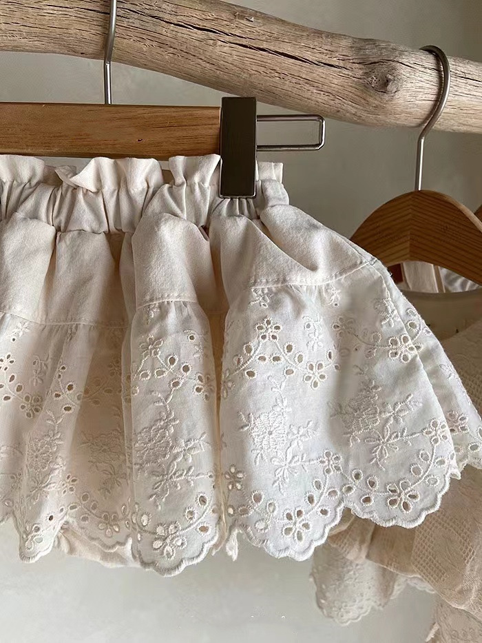 Baby Princess Ruffled Machine Embroidery Baby Bloomer With Skirt Pants