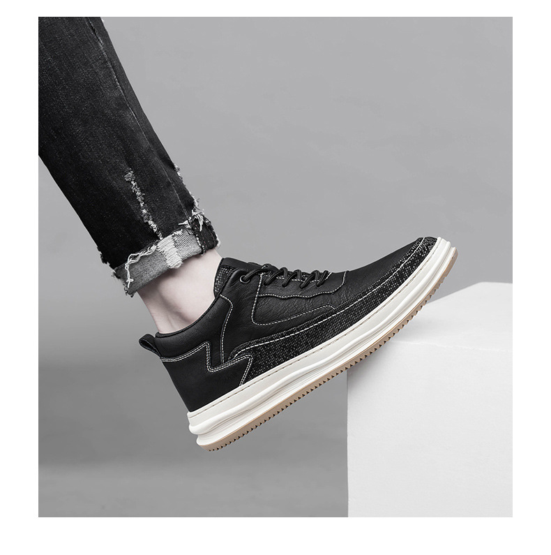 Men's Invisible Height Increasing Two-layer Leather Trendy Casual Shoes