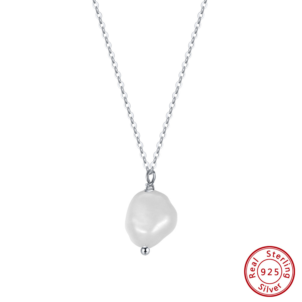 Jewelry S925 Sterling Silver Natural Freshwater Pearl Necklace
