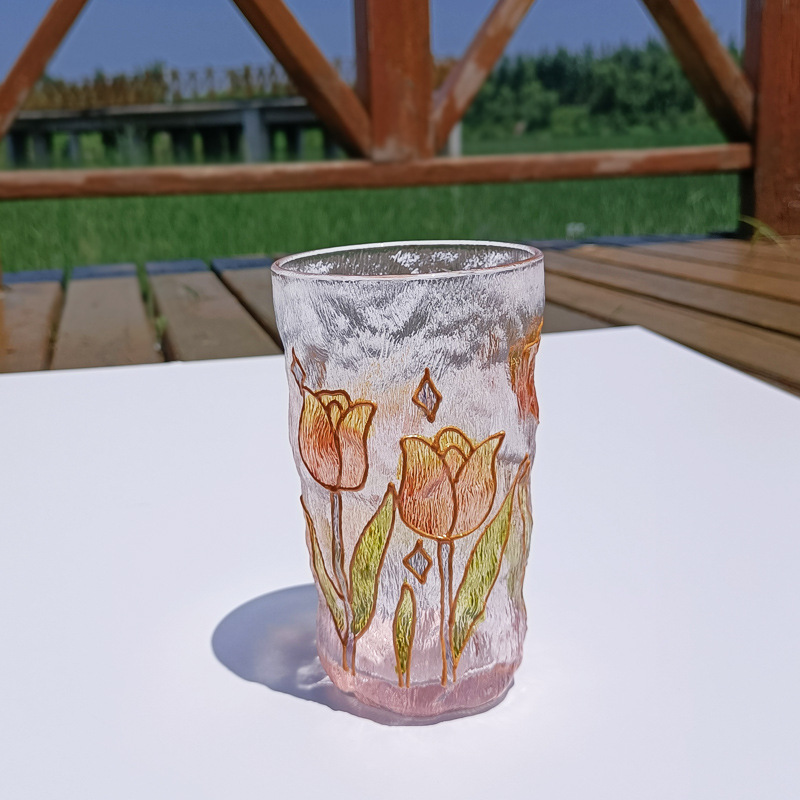 Title 10, Gold-painted Hammered Crystal Glass Cup Artific...