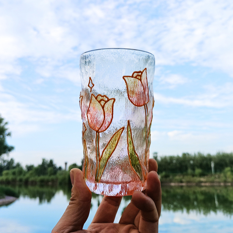 Title 15, Gold-painted Hammered Crystal Glass Cup Artific...