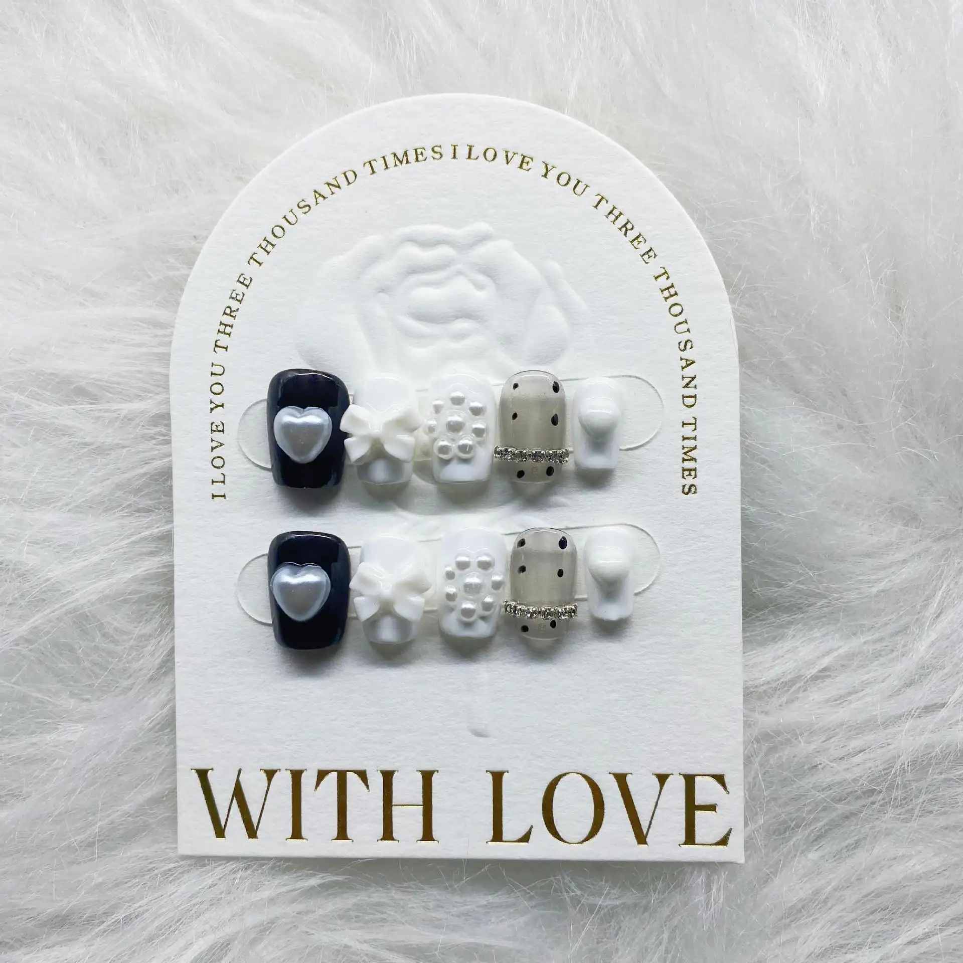 Black And White Cute Women's Handmade Nail Patch