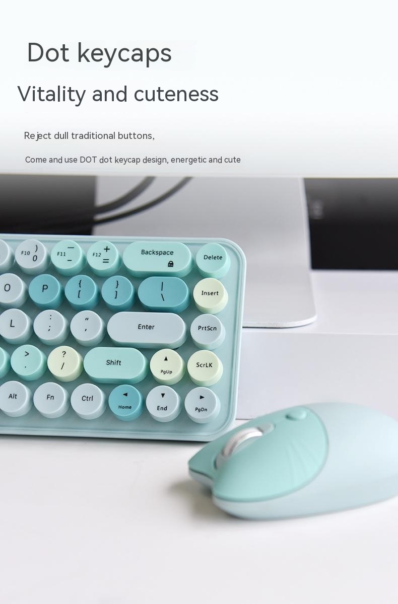 Wireless Keyboard Mouse Punk Color Matching