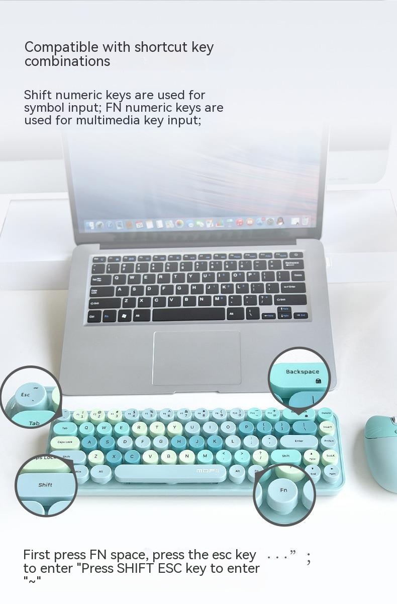 Wireless Keyboard Mouse Punk Color Matching