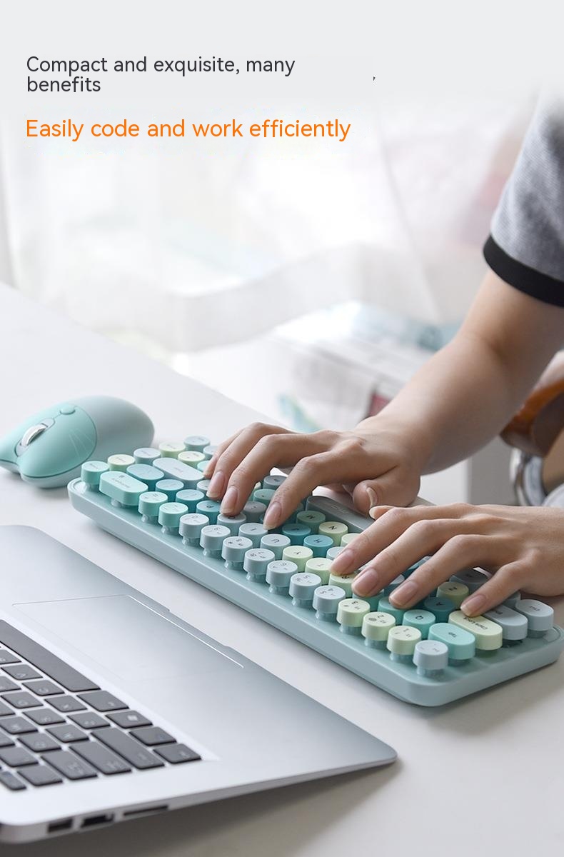 Wireless Keyboard Mouse Punk Color Matching