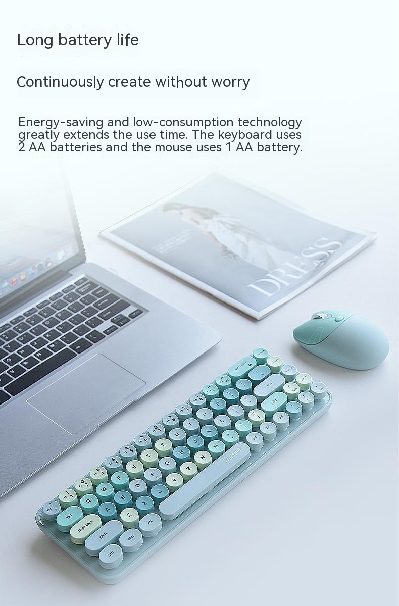 Wireless Keyboard Mouse Punk Color Matching