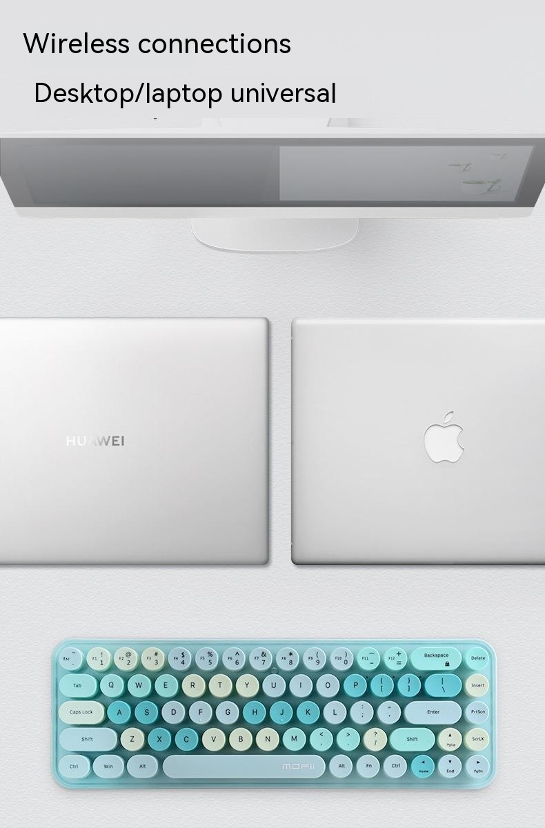Wireless Keyboard Mouse Punk Color Matching