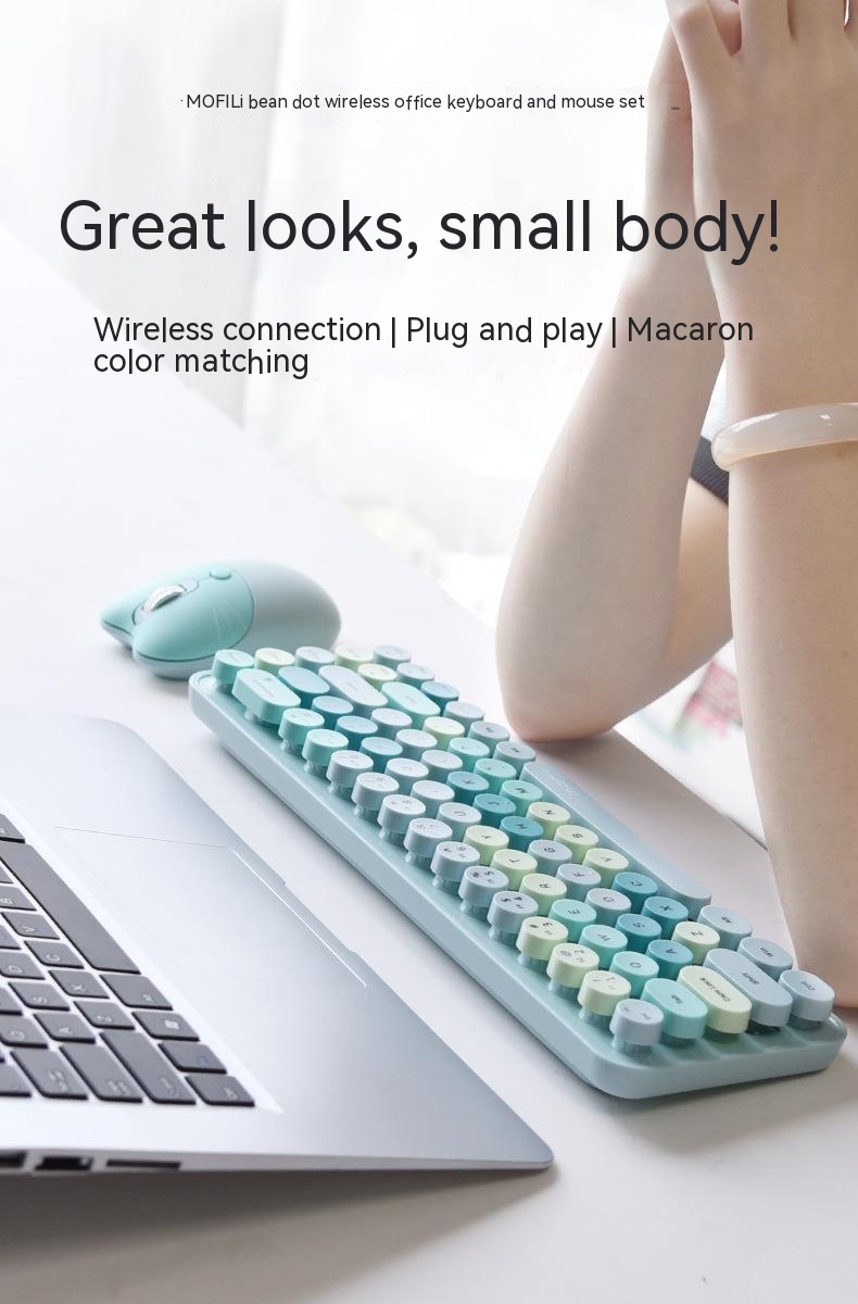 Wireless Keyboard Mouse Punk Color Matching