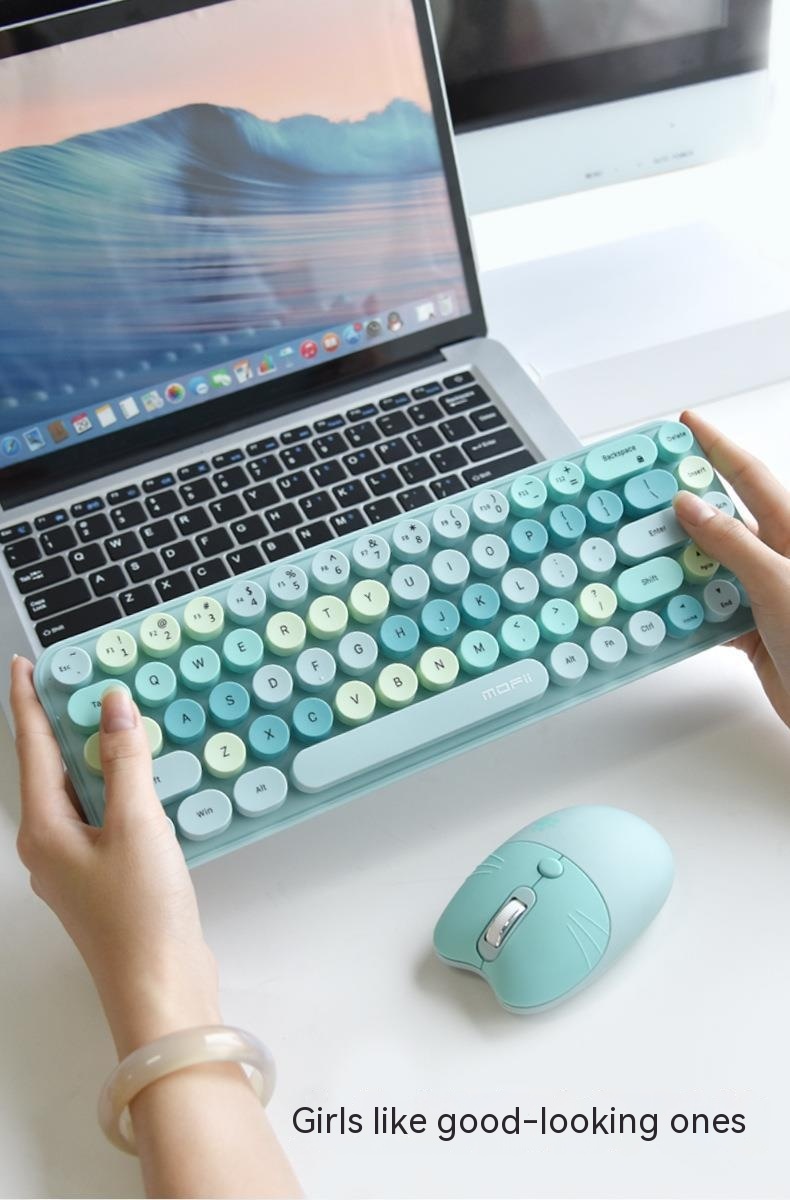 Wireless Keyboard Mouse Punk Color Matching