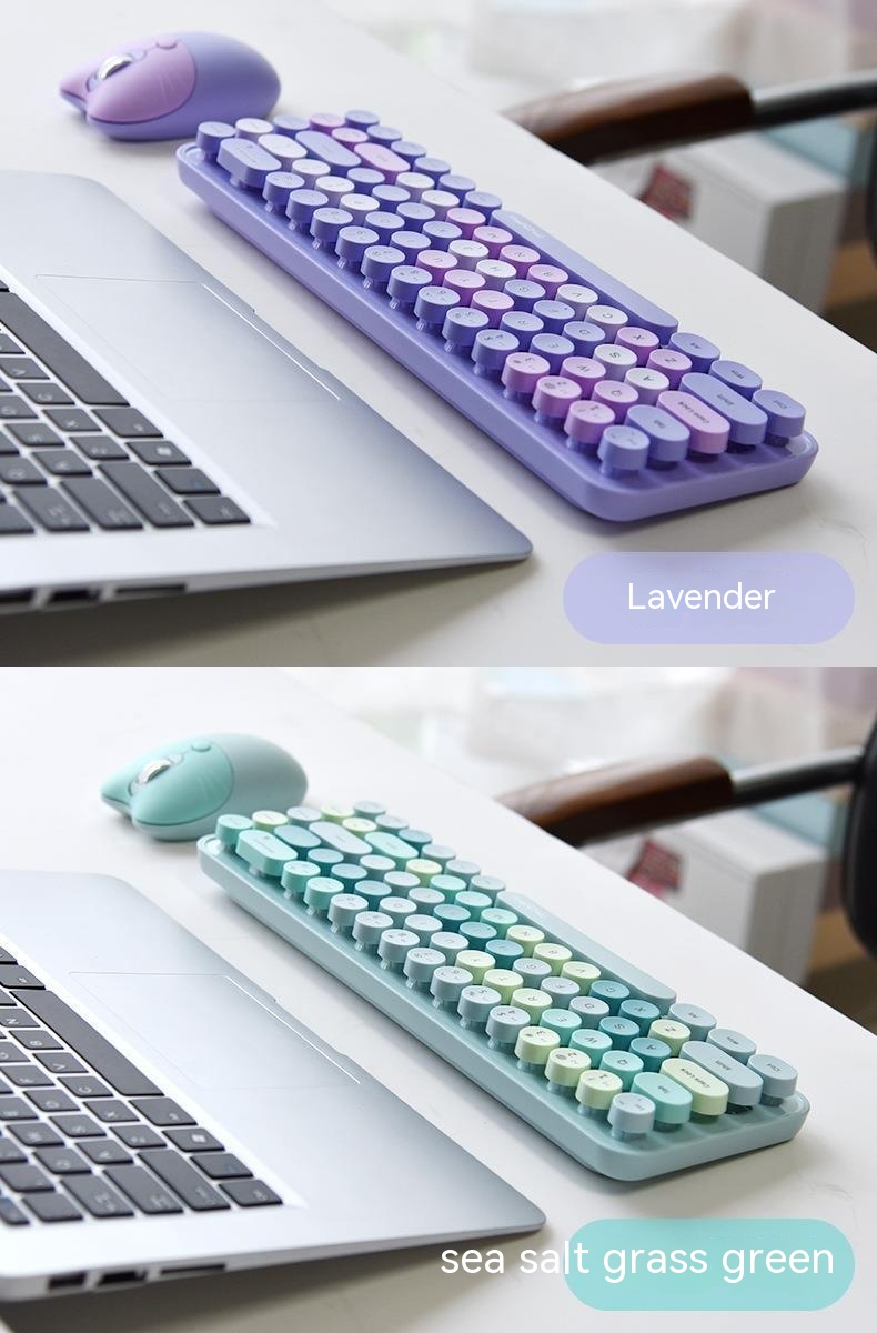 Wireless Keyboard Mouse Punk Color Matching