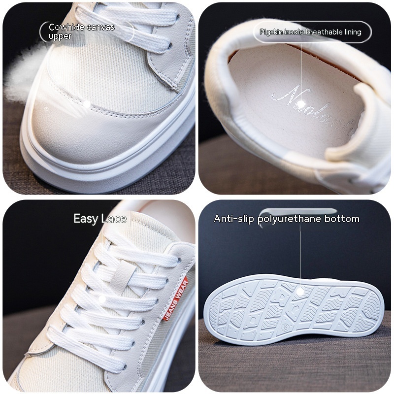 Women’s Fashion Thick-soled Leather Board Shoes