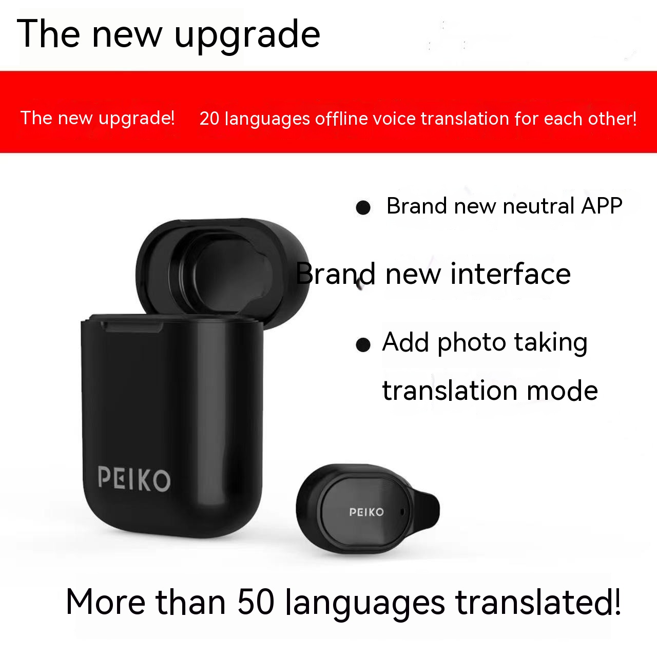 Instant Translation Wireless Bluetooth Headset 50 Mutual Translation In-ear - Image 3