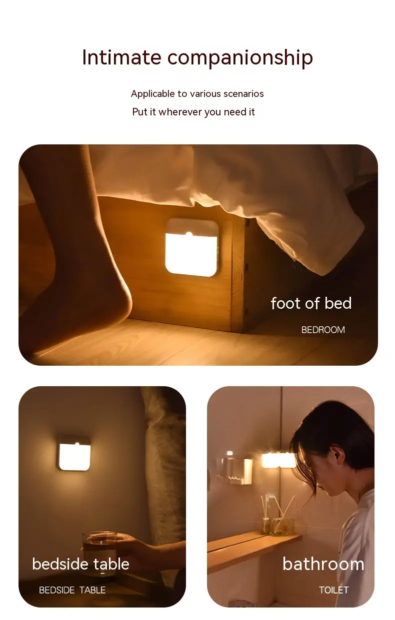 Square Smart Two-color USB Charging Induction Lamp