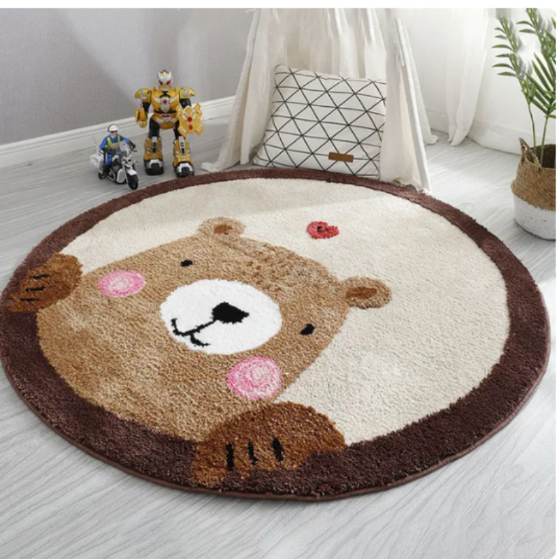2403200643490321900 - Bedroom Round Washable Cartoon Cashmere Carpet
