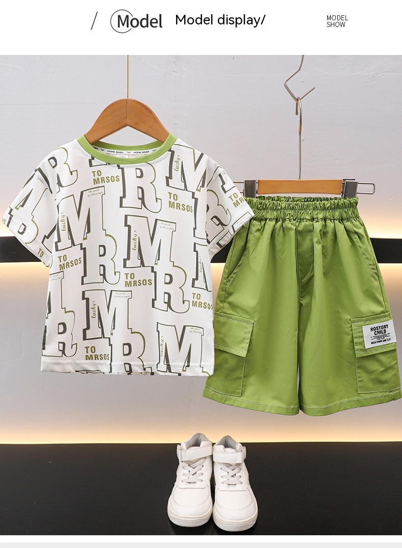 Summer Handsome Fashionable Children's T-shirt Two-piece Set