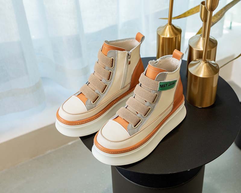 New Spring Genuine Leather Platform Height Increasing Insole Women's Casual Shoes