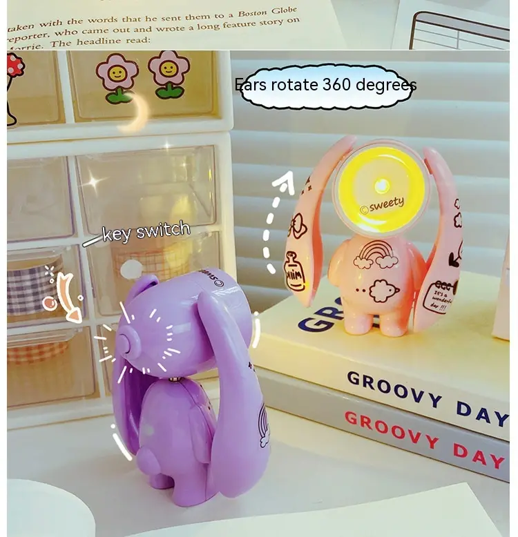Creative Transformation Rabbit Cute Night Light Girl Heart Decoration