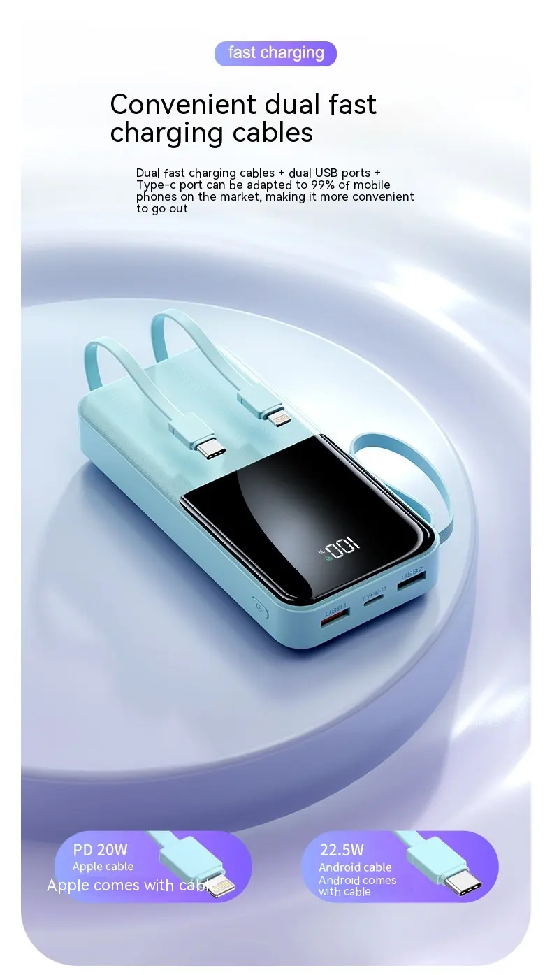 Fast Charge With Cable 20000mAh Large Capacity