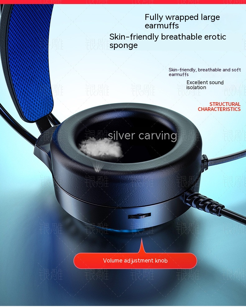 Vista 12 de Silver Eagle Q7 Head-mounted Computer Earphone With Microphone Luminous Channel USB Gaming Headset