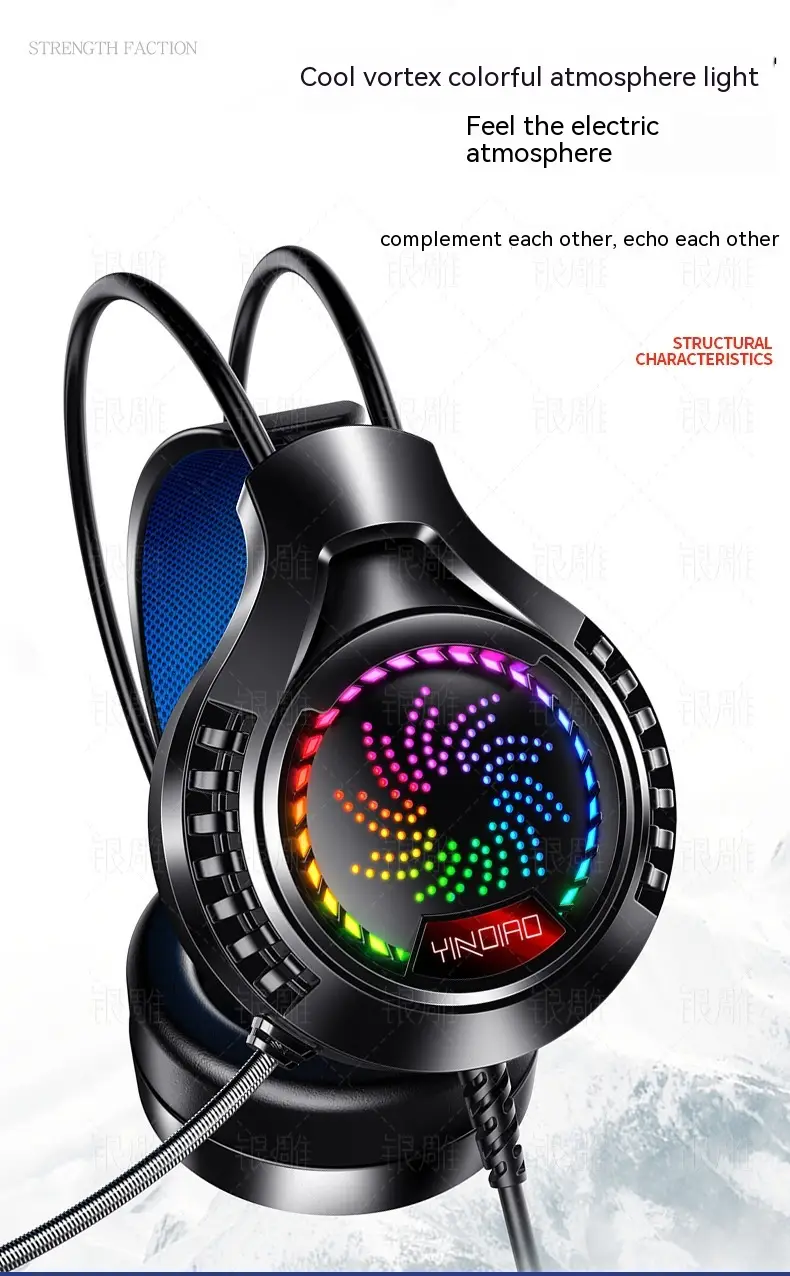 Silver Eagle Q7 Head-mounted Computer Earphone With Microphone Luminous Channel USB Gaming Headset