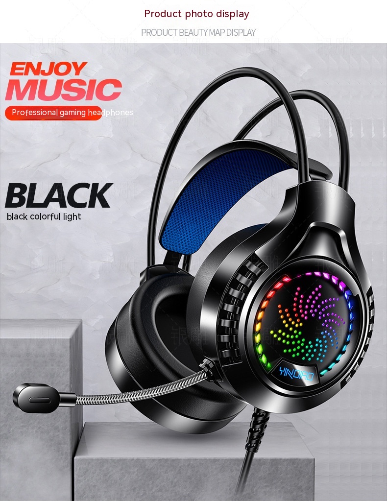 Vista 5 de Silver Eagle Q7 Head-mounted Computer Earphone With Microphone Luminous Channel USB Gaming Headset
