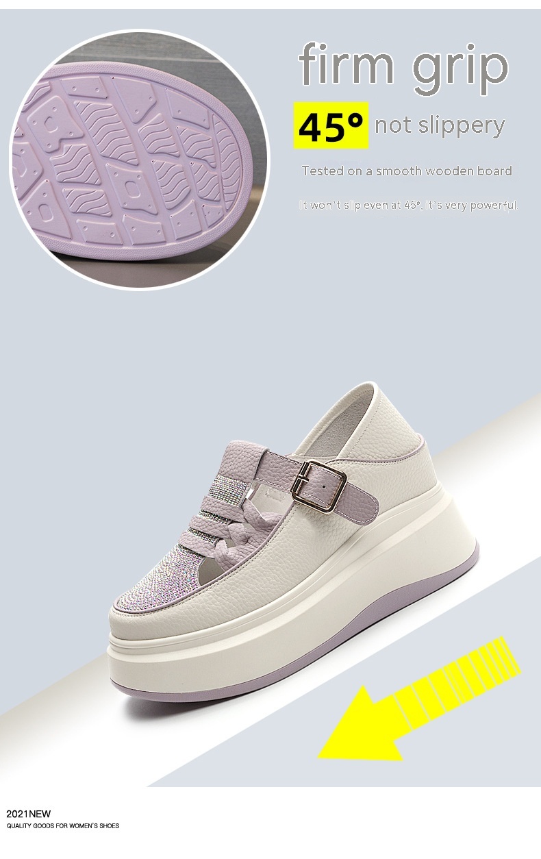 Rhinestone Wedge Two-way Wear Platform Casual Shoes