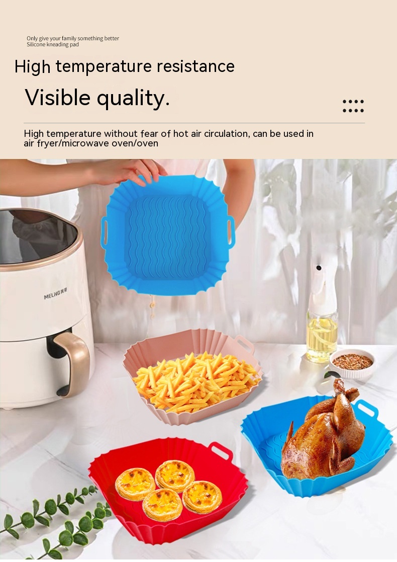 Title 7, Silicone Air Fryer Baking Tray Square Fried Pot...