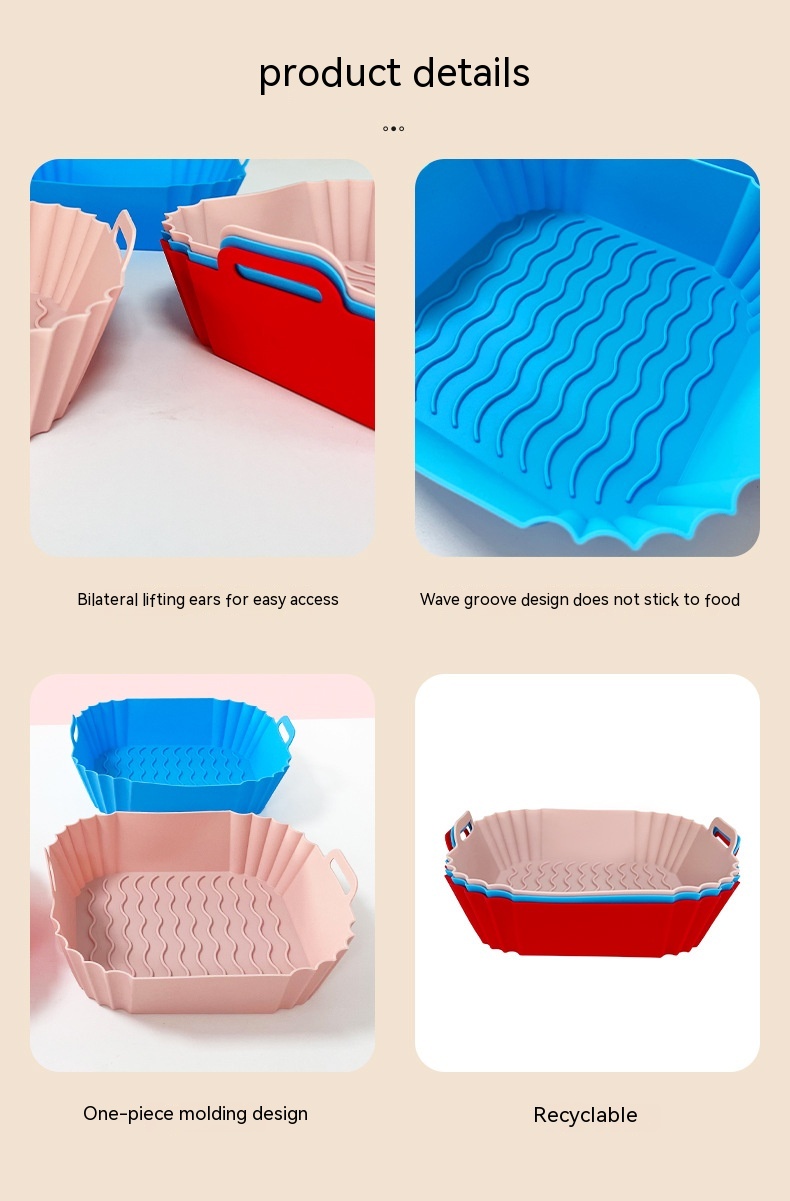 Title 8, Silicone Air Fryer Baking Tray Square Fried Pot...