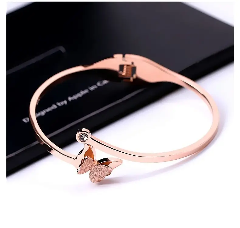 Rose Gold Titanium Steel Butterfly Female Simple Bracelet