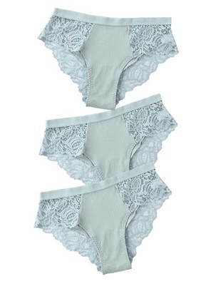 Title 5, 3-Piece Set Of Cotton Lace Ladies Underwear