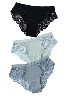 Title 7, 3-Piece Set Of Cotton Lace Ladies Underwear