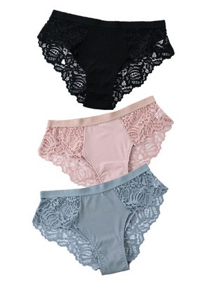 Title 8, 3-Piece Set Of Cotton Lace Ladies Underwear