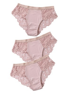 Title 9, 3-Piece Set Of Cotton Lace Ladies Underwear