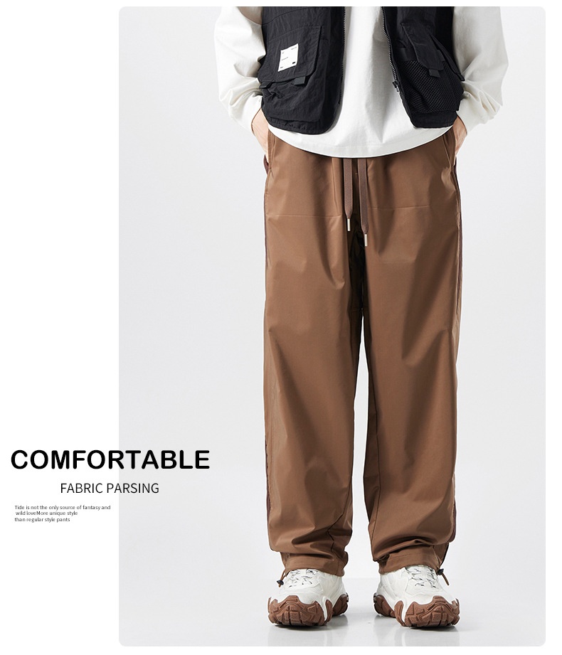 Sports And Leisure American High Street Retro Patchwork Striped Wide Leg Outdoor Technical Trousers Straight-leg Trousers