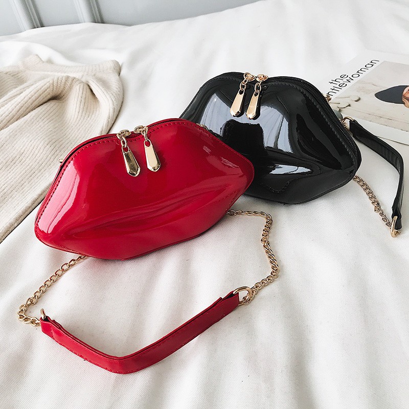 Title 4, Red Lips Small Bag Korean Fashion Chain Shoulde...