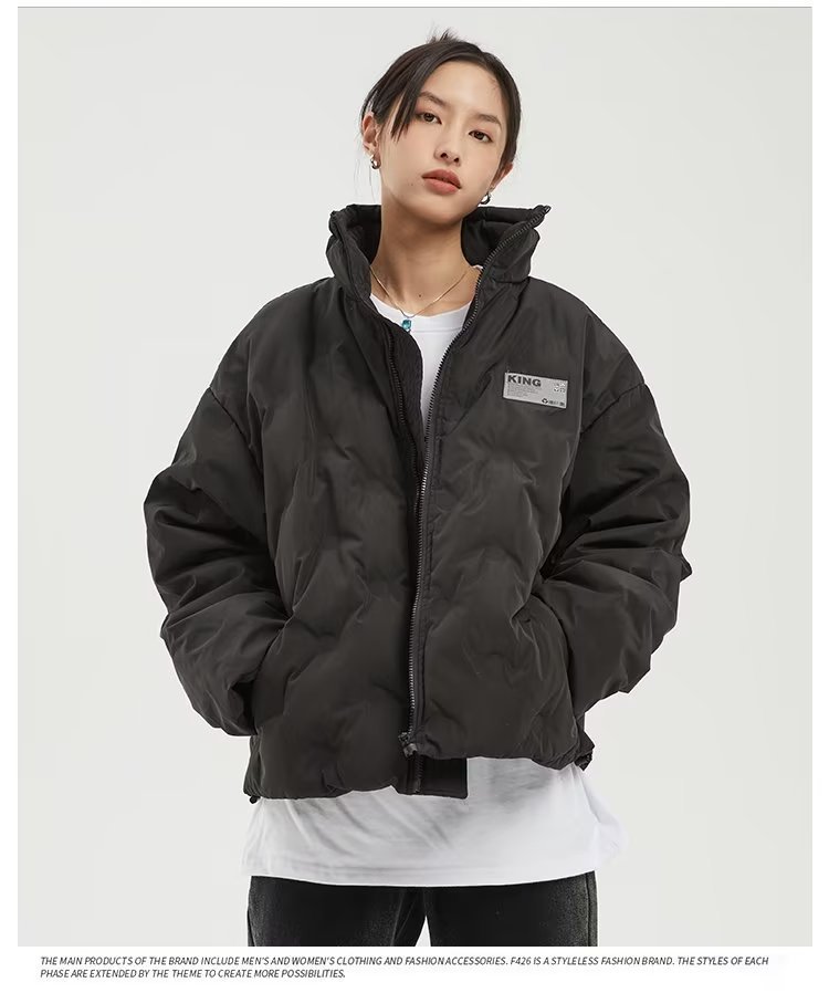 Mint Green White Plaid Stand-up Collar Thermal Baggy Coat Autumn And Winter New