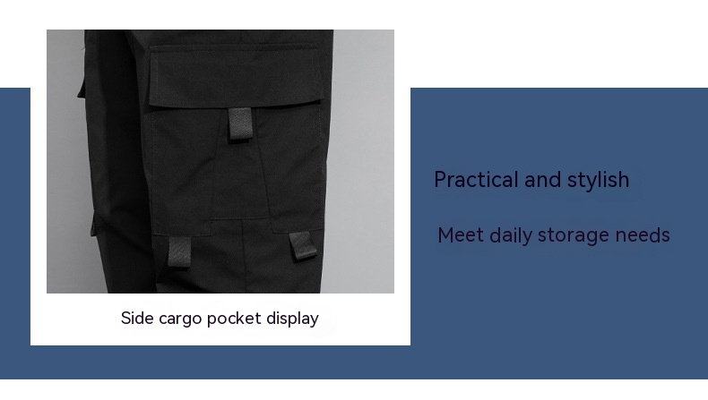 بنطلون كارغو رجالي فضفاض عصري لموسمي الربيع والخريف بتصميم متعدد الجيوب للاستخدام الخارجي والاستخدامات الترفيهية