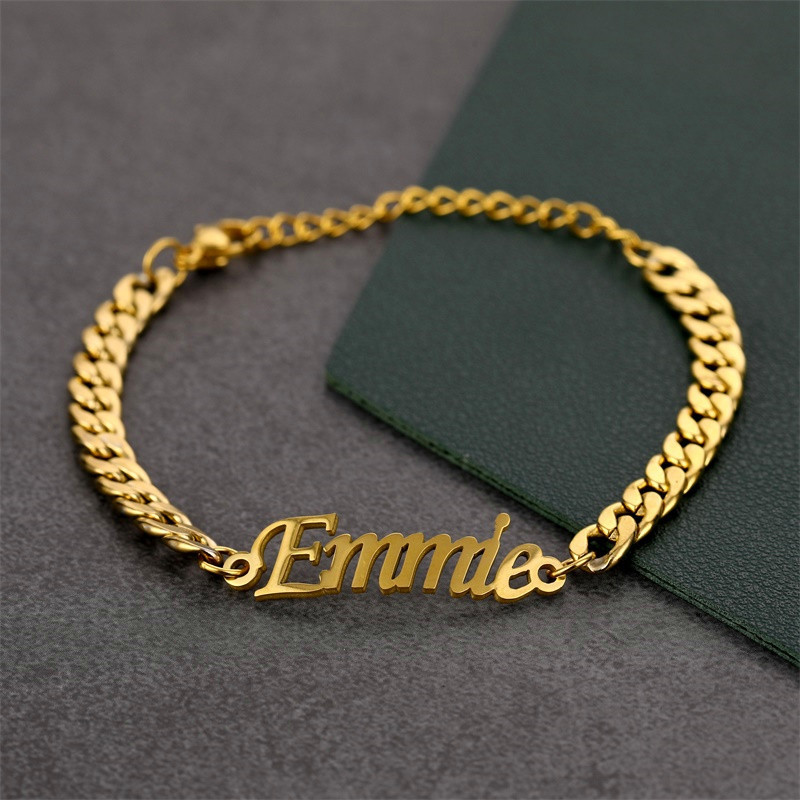 Title 6, Stainless Steel 4mm Cuban Chain Custom Name Men...