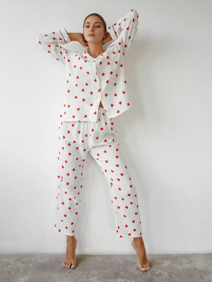 Title 2, Comfortable Soft Heart Printing Cotton Pajamas ...