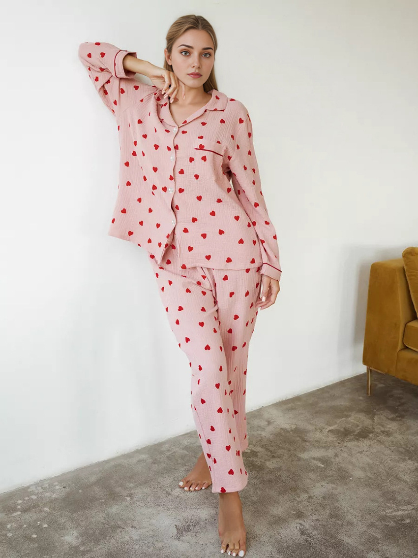 Title 6, Comfortable Soft Heart Printing Cotton Pajamas ...