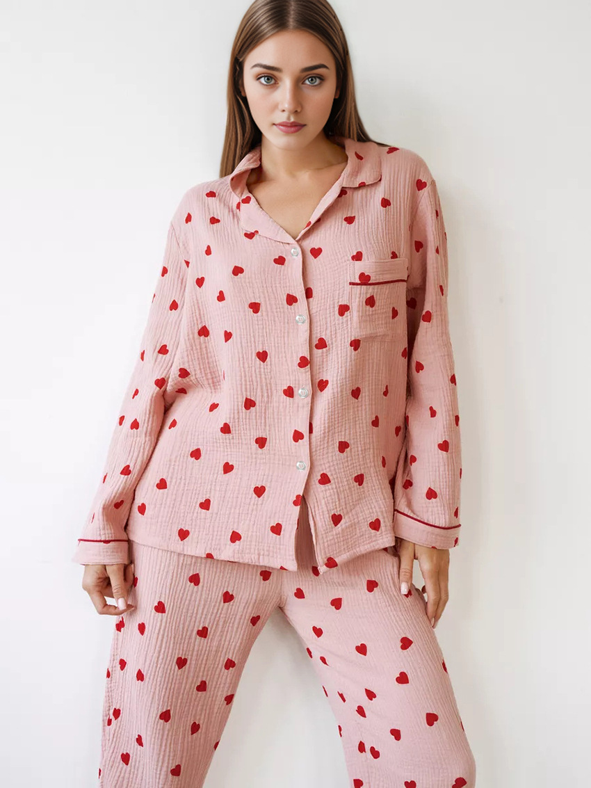 Title 8, Comfortable Soft Heart Printing Cotton Pajamas ...