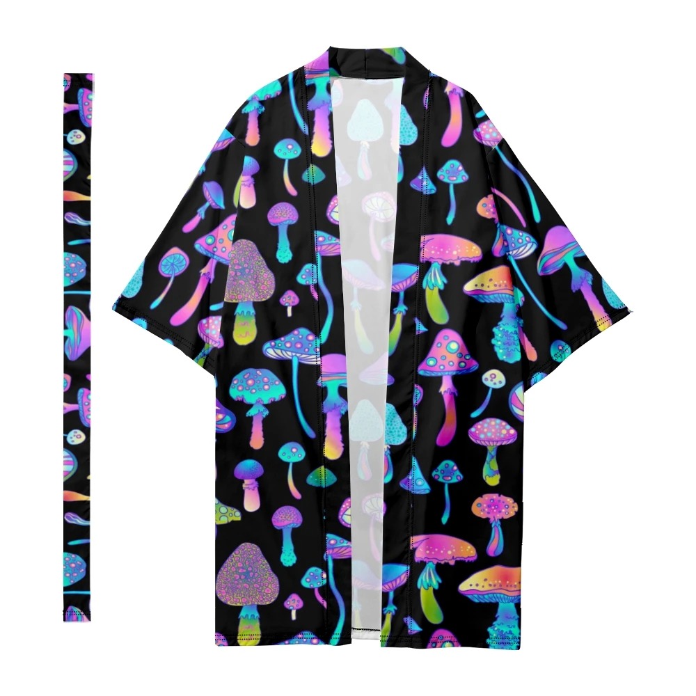 Title 3, Cardigan Kimono Uomo Fumo Foresta Stampa Digita...